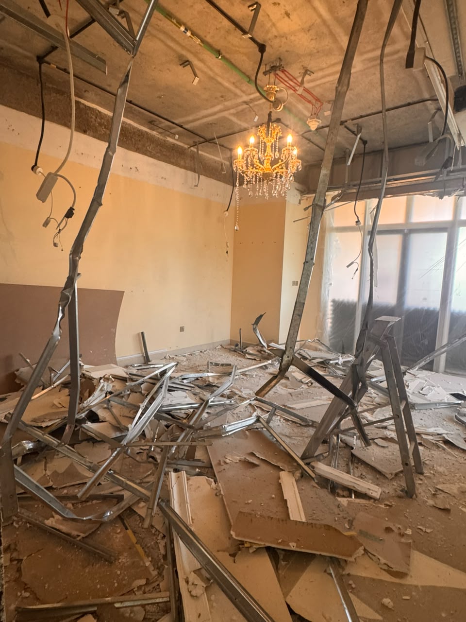 Ceiling strip-out materials cleared from an office